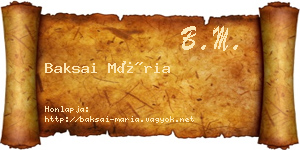 Baksai Mária névjegykártya